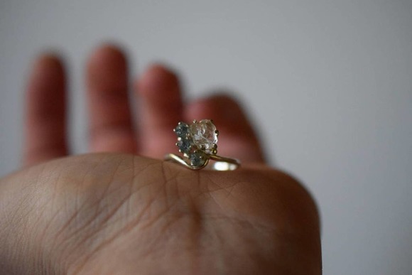 Montana sapphire ring, engagement ring, raw diamond ring size 5 6 7 8 9 - Picture 4 of 5